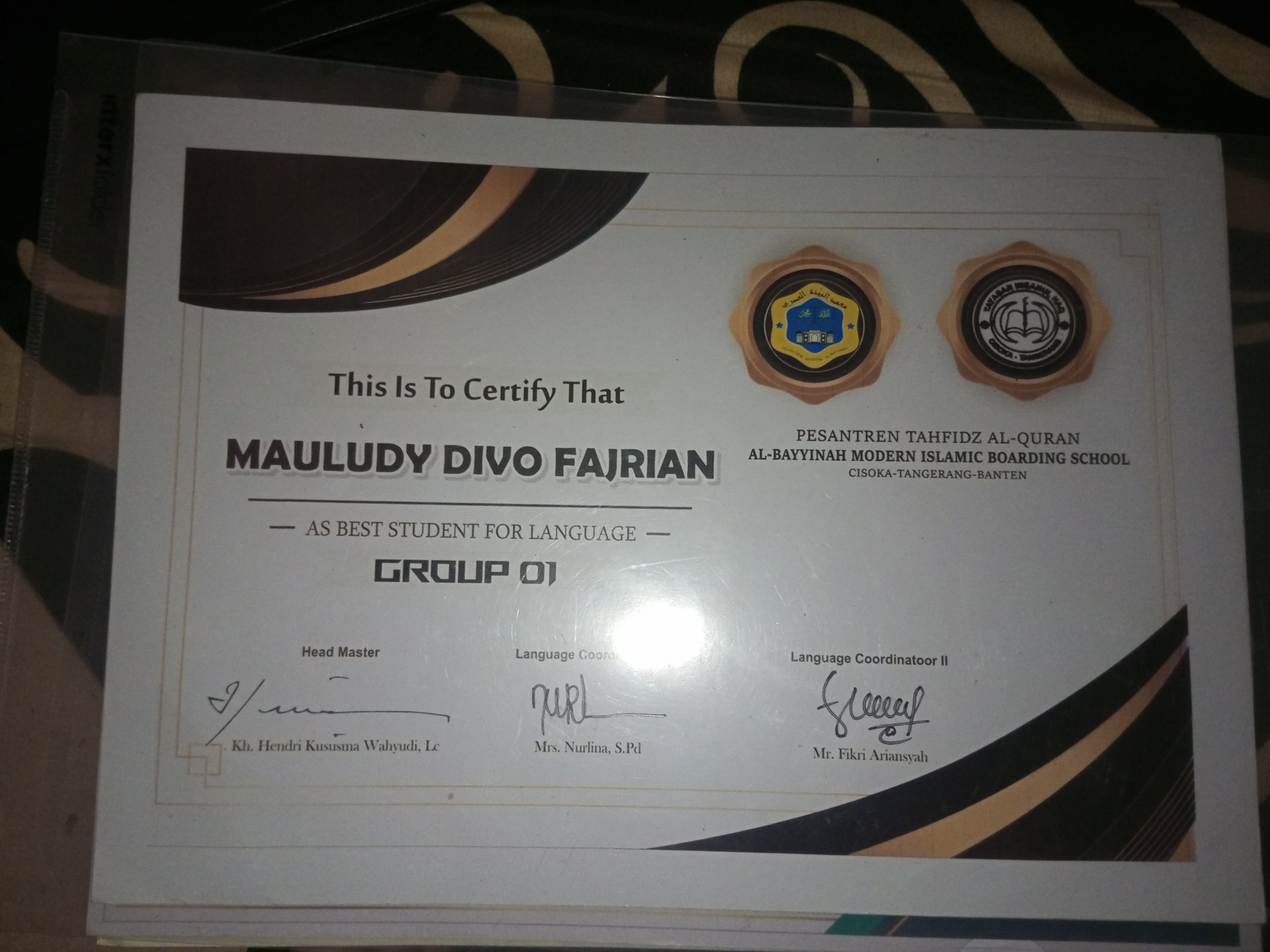 Sertifikat juara 1